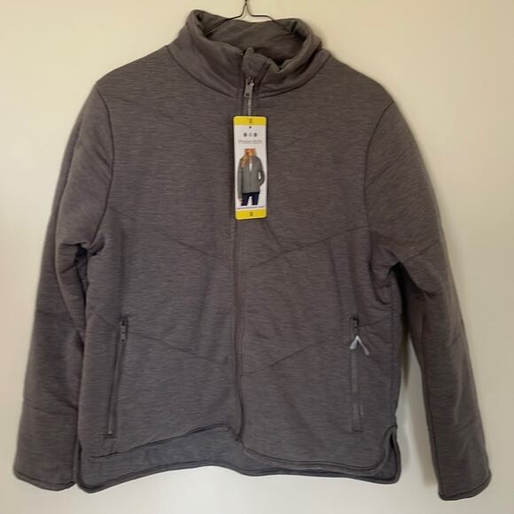 Three Dots Women's Grey Knit  Quilted Chevron Jacket Size Small Nwt - Picture 4 of 9